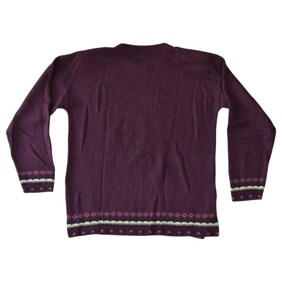 Vintage Purple Rose Sweater Acrylic Knit by Mary's – 80s Floral Pullover Jumper - Picture 5 of 5